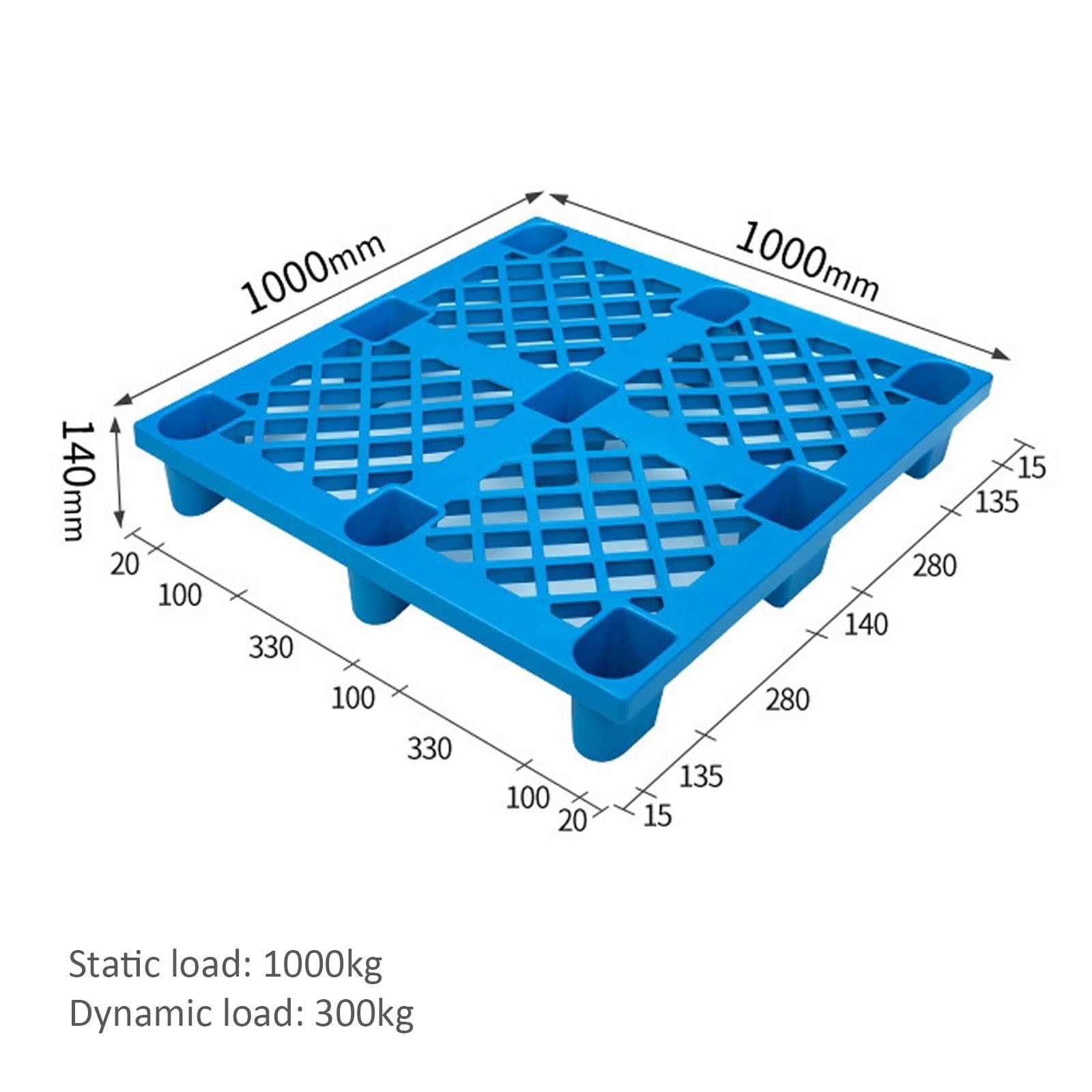 Lot de 3 palettes en plastique imperméables empilables et résistantes à l'humidité pour chariots élévateurs manuels et électriques, solutions de palettes industrielles robustes