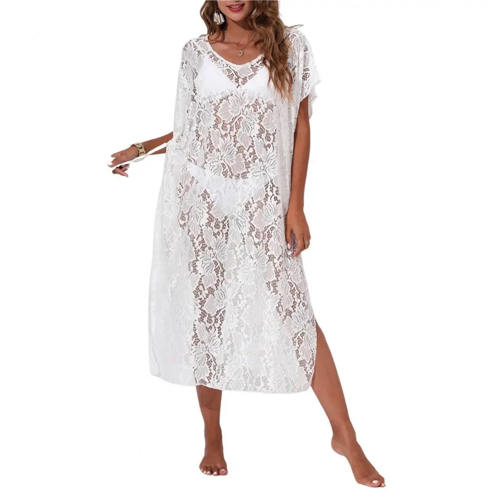 Robe de plage bikini blanche grande taille au drapé fluide et tissu ultra-léger