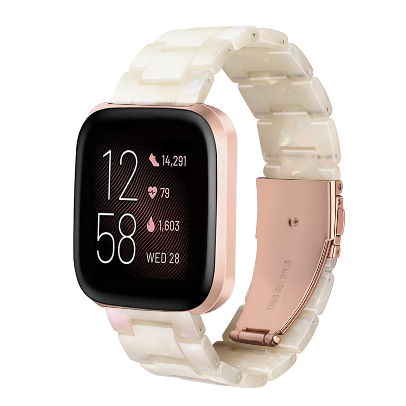 Ayeger Band Replacement for Fitbit Versa/Versa 2 Smart Watch/Special/Lite Edition, Fashion Resin Wristbands Women Men Replacement Bracelet Metal