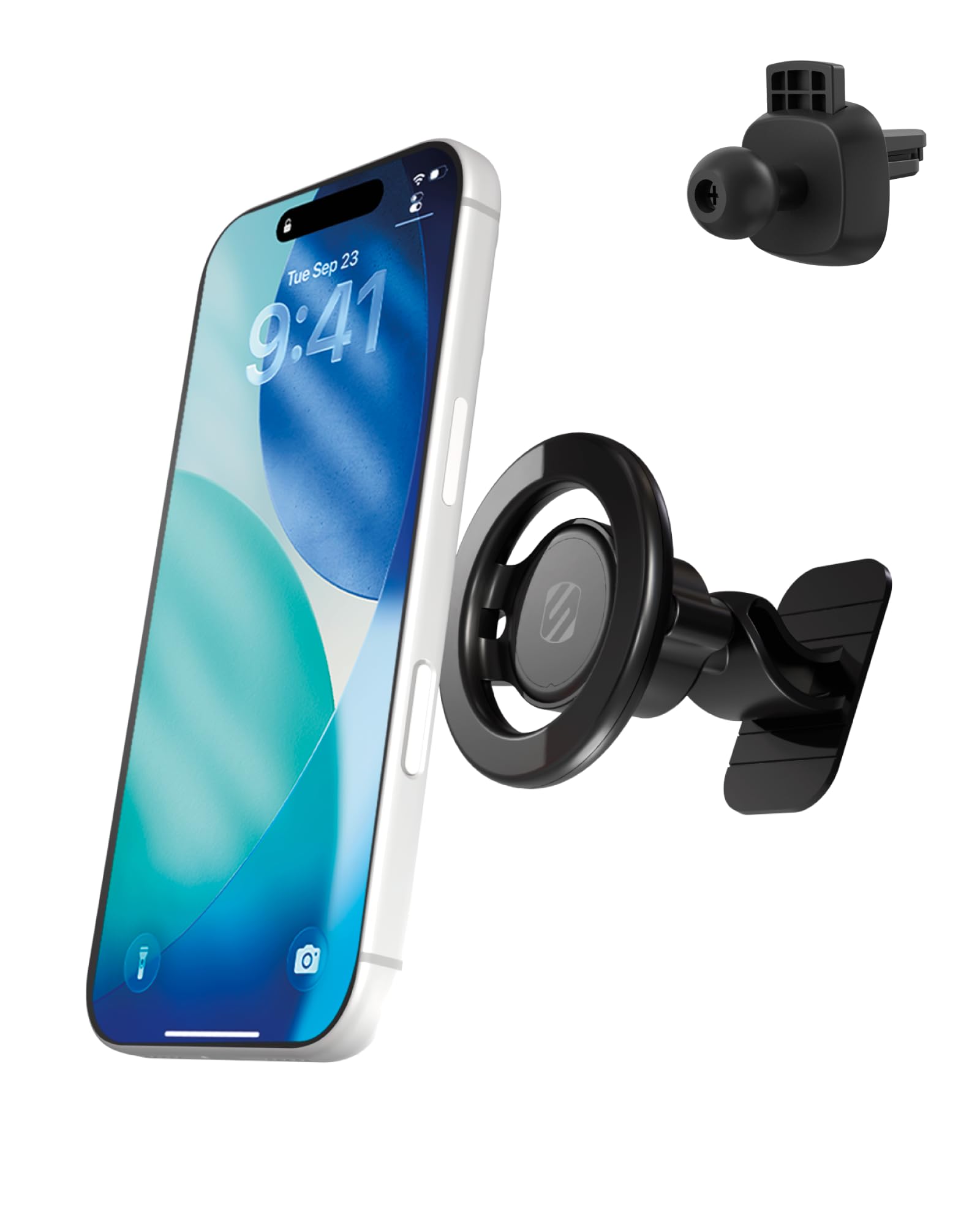 Scosche MagicMount SMSDV MagSafe Car Mount, Magnetic Cell Phone Holder, Phone Stand for Dash/Vent Compatible w/iPhone 15/14/13/12/Pro/Max/Plus/Mini/Mag Safe Accessories, Dashboard/Vent Phone Mount