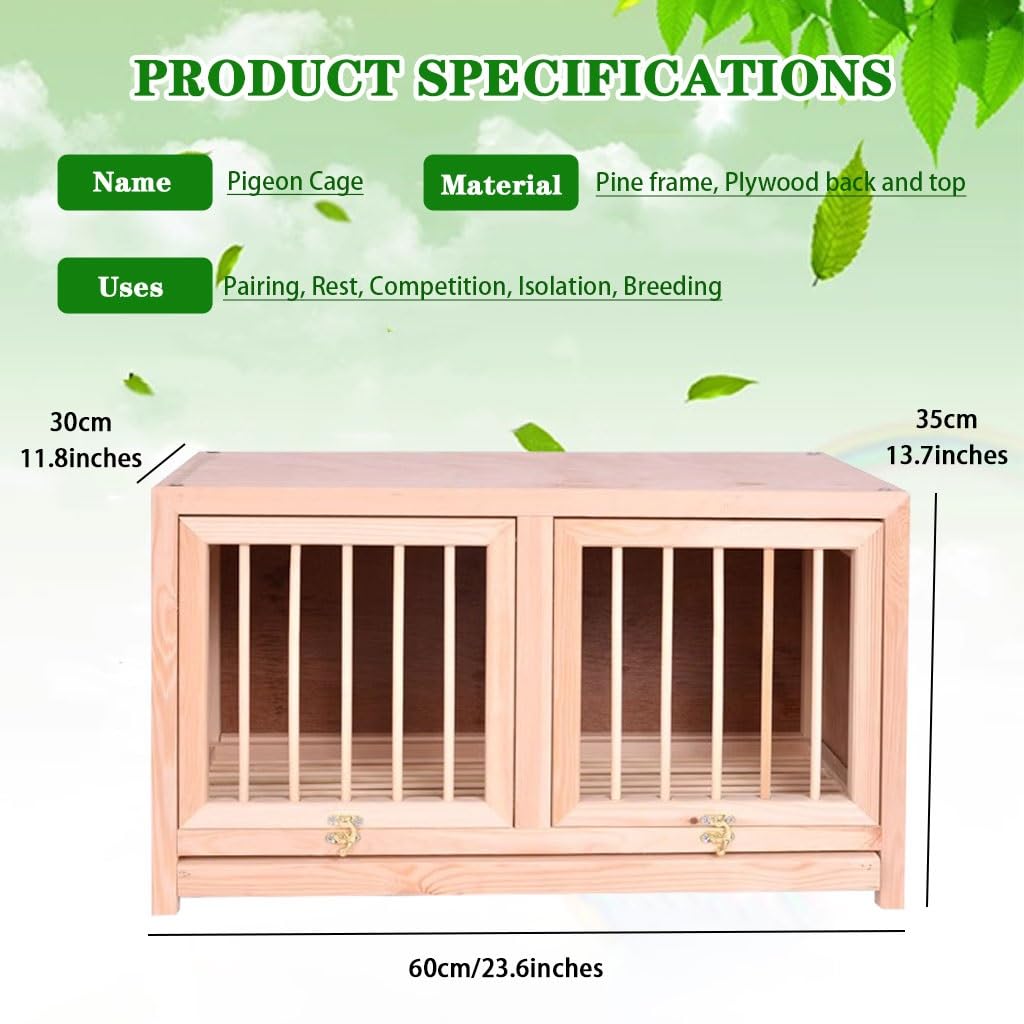 Jaula apilable de 23,6" para Palomas mensajeras con Bandeja extraíble, aviario de Madera de fácil Montaje para Loros, recinto de Vuelo para Interiores y Exteriores, hábitat Duradero y cómodo