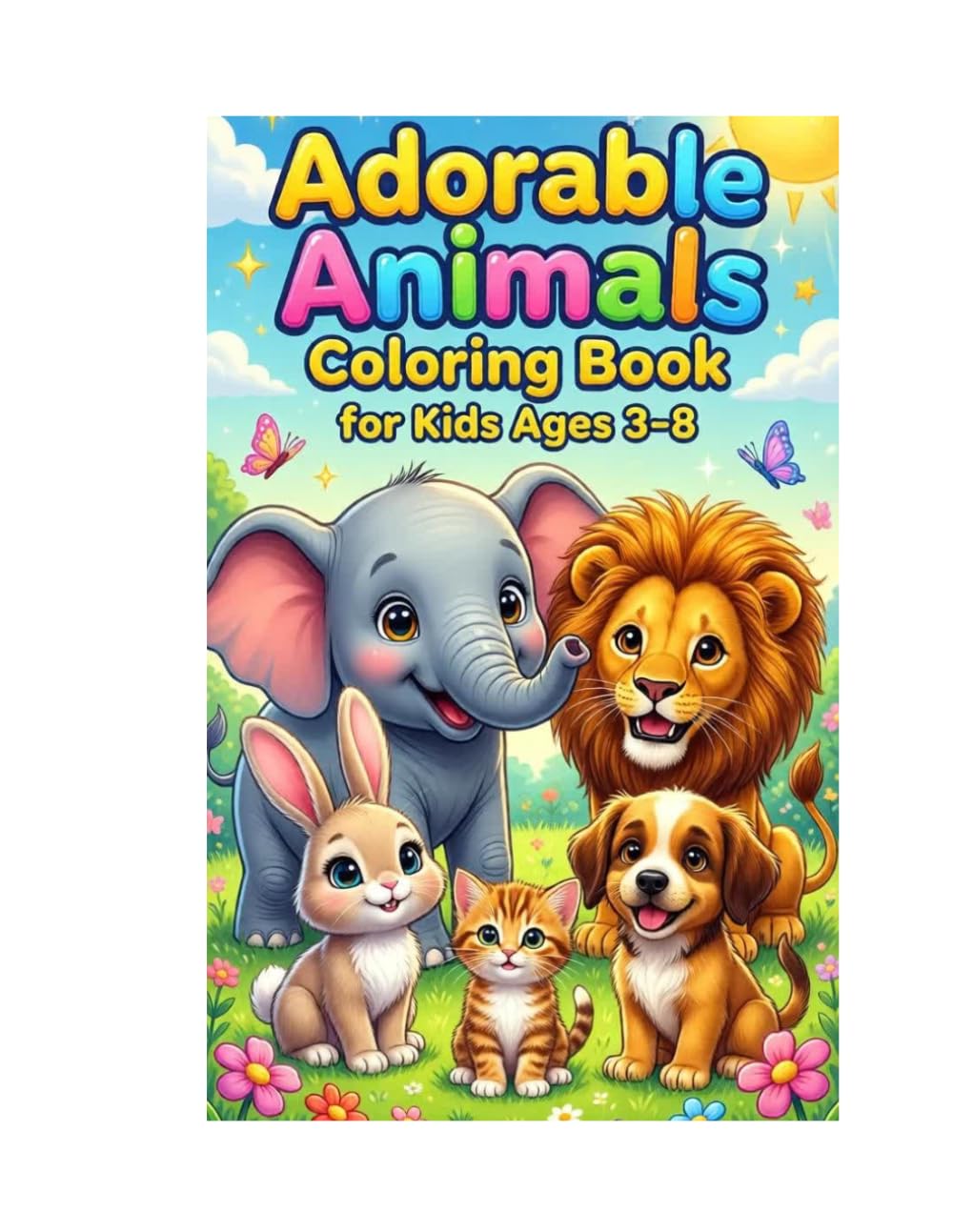 Adorable Animals Coloring Book for Kids Ages 3–8