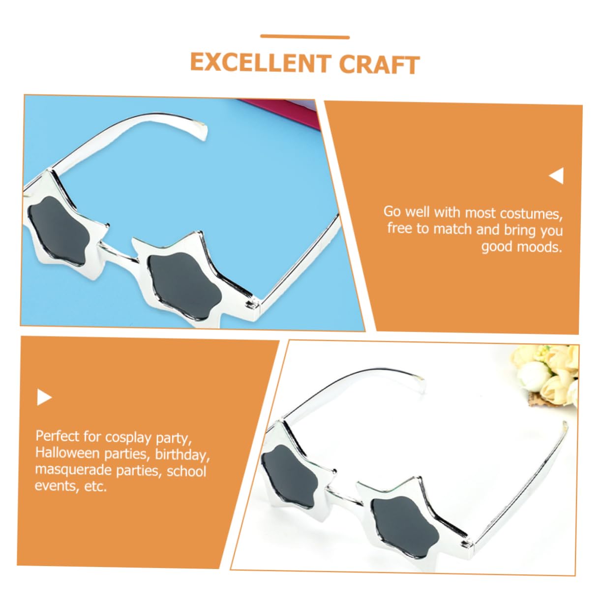 LIFKOME Lentes halloween party fiesta gafas oskley cosplay rave divertido juguete de gafas de sol gafas de moda anteojos en forma de estrella disfraz de estrella C.A Golden