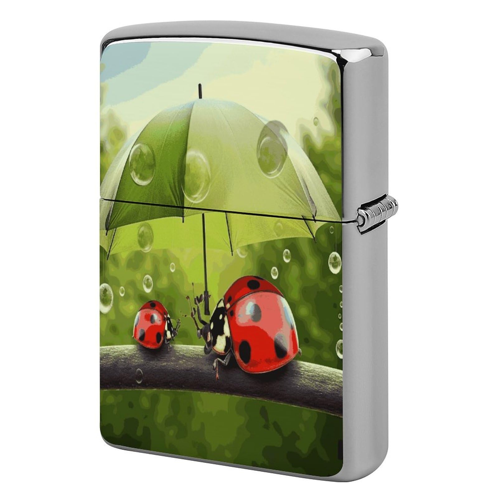 Fekiloot Style Funny Ladybug Holding Umbrellas Lighter Case Cover Lighter Holder