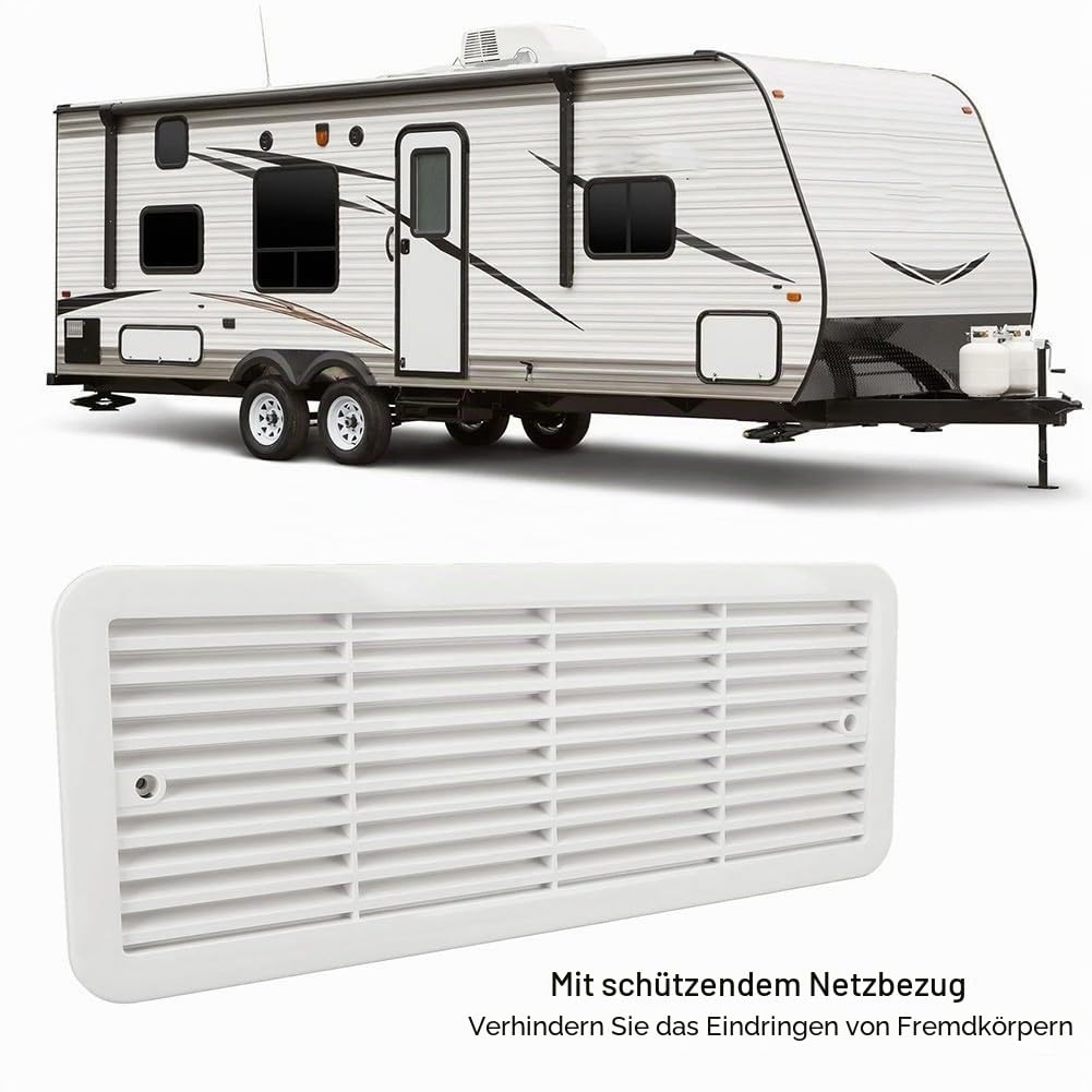 Ventilator für Wohnmobil-Kühlschrank mit 3 leisen Ventilatoren, ABS-Seitenlüftungsventilator mit Schutznetz, DC 6 W Kühlabluft für Wohnmobil-Kühlschrank, Küche, Dusche, Weiß (479 x 189 mm)