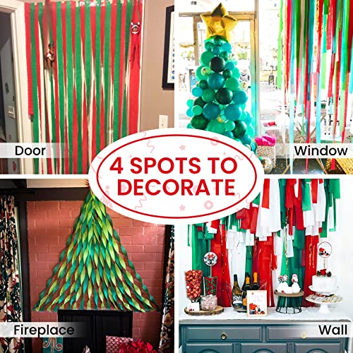 Image of PartyWoo Festive Streamers 8 Rolls 656ft, Pack of Green, Red, Gold, White for Christmas & Holiday Decorations (1.8 Inch x 82 Ft /Roll) by PartyWoo