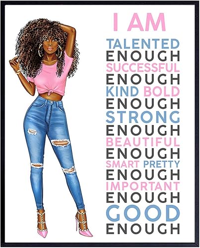 Motivational Wall Art for Black Woman, African American Women - Positive Affirmations Wall Decor - African American Art - Inspirational Decor -