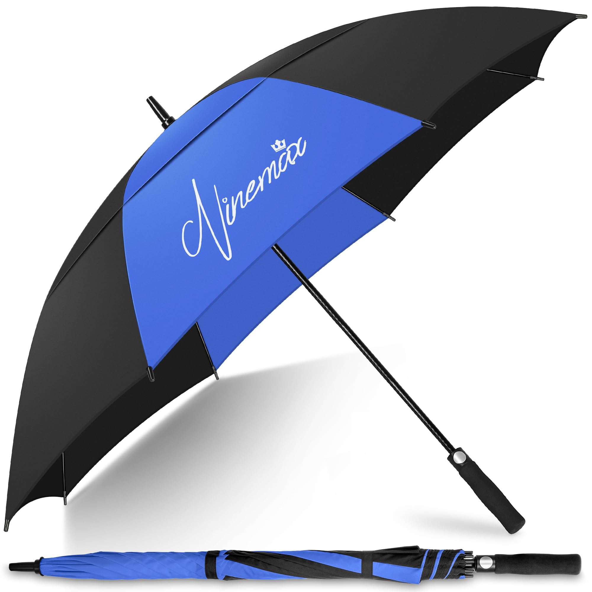 NINEMAX Golf Umbrella Windproof and Rainproof 68inch, Large Umbrella Double Canopy, Heavy Duty Golfing Brolly Unbreakable for Men Woman(Navy Blue/Black)