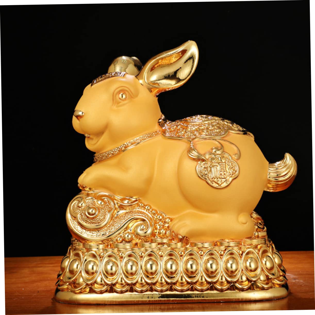 HEMOTON Forme De Lapin Doré Économiseur De Résine pour Décoration De Bureau Et Maison Objet De Collection Chinois pour