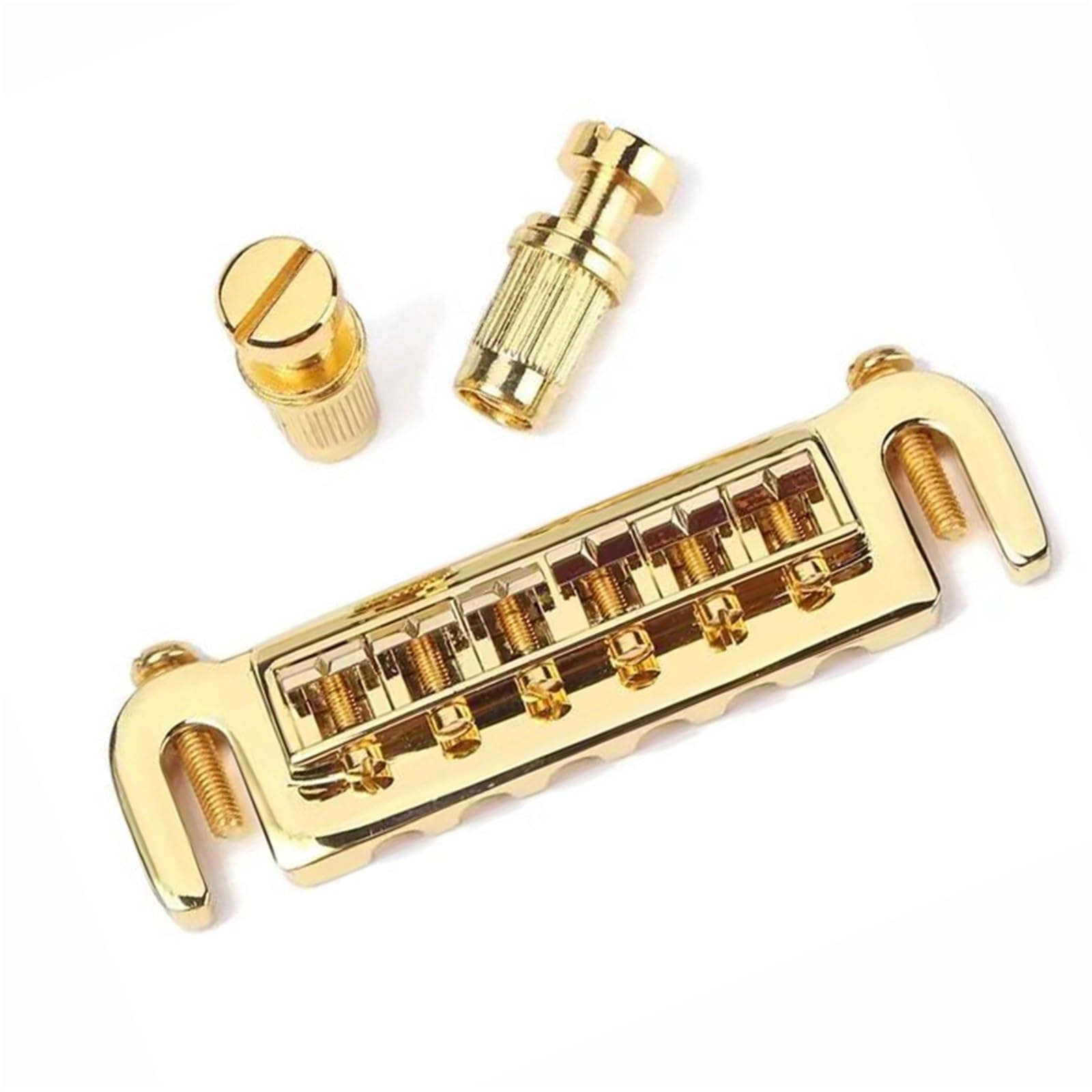 Płytka ogonowa mostka Wraparound Bridge Tail Plate Gold z rolką do akcesoriów gitarowych Mostek Gitary Profesjonalnej