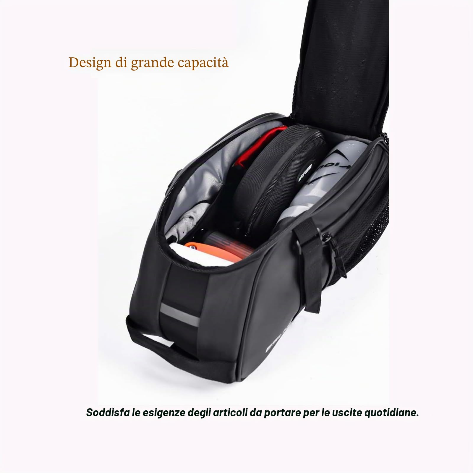 Borsa Bici Posteriore, Borsa per bici, borsa da sella posteriore per bicicletta, Borsa a tracolla, Borsa a mano, per Bicicletta Impermeabile in PVC (Nero)
