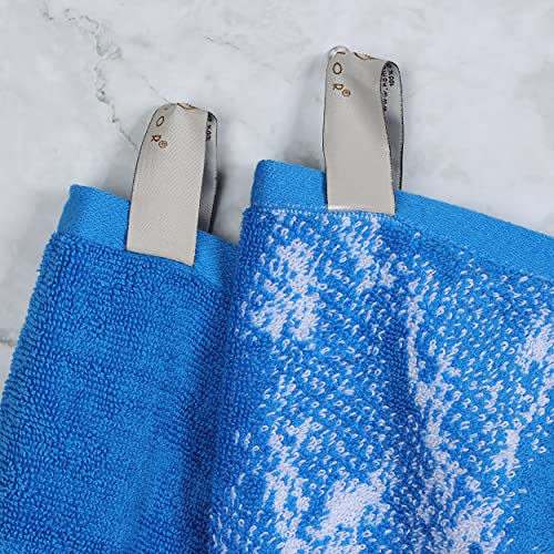 Superior Cotton Towel Set, Absorbent, Fast-Drying 10-Piece Towels, Bathroom Decor, Marble Solid Pattern, Includes 2 Bath, 4 Face, And 4 Hand Towels, Blue #TOP3