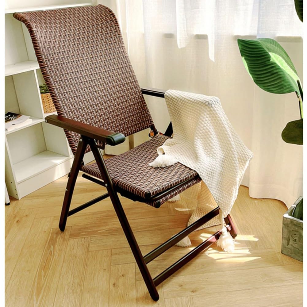 Fauteuil inclinable Pliable à gravité zéro avec Repose-Pieds télescopique, Design en rotin et Osier pour terrasse, Plage, Piscine, pelouse et Camping, intérieur et Bureau (Marron)