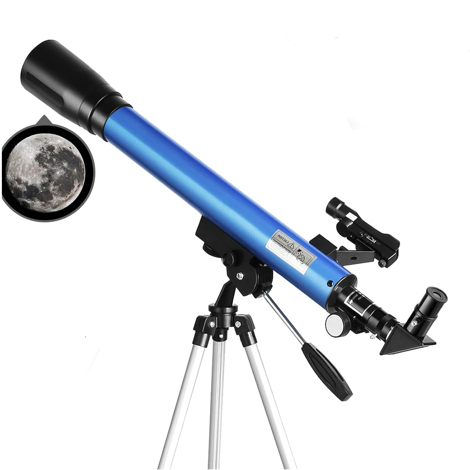 Cowiewie Telescopio F60050M/5, Ingrandimento 18x e 60x Telescopio Astronomico con Treppiede in Alluminio, Guarda la Luna, Regali di Natale Compleanno per Bambini