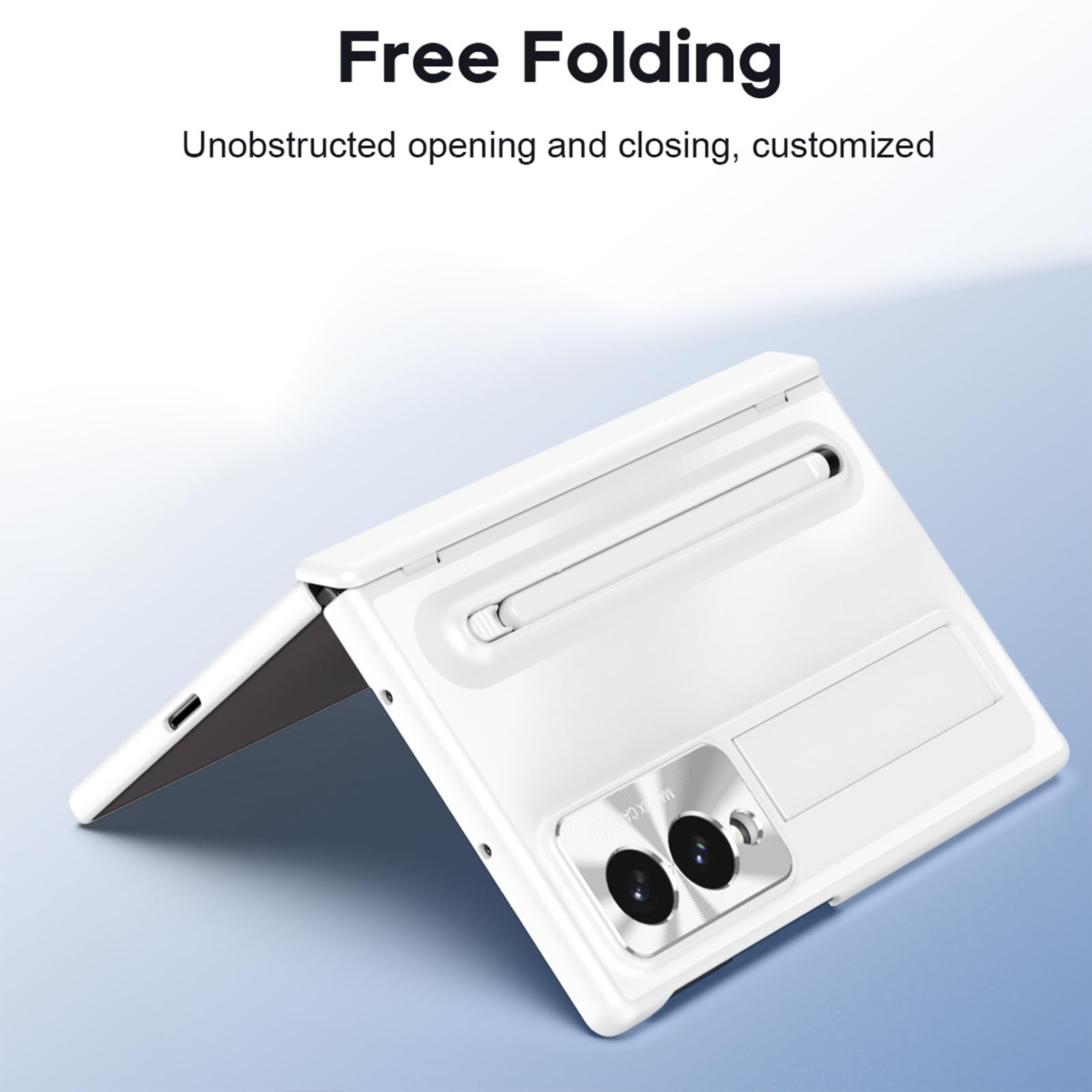 Custodia Sottile For Samsung Galaxy Z Fold 8, Cover Protettiva For Schermo Lente Avvolgente Ammortizzante Supporto Regolabile Antiurto Leggero Portapenne For PC Cerniera(White)