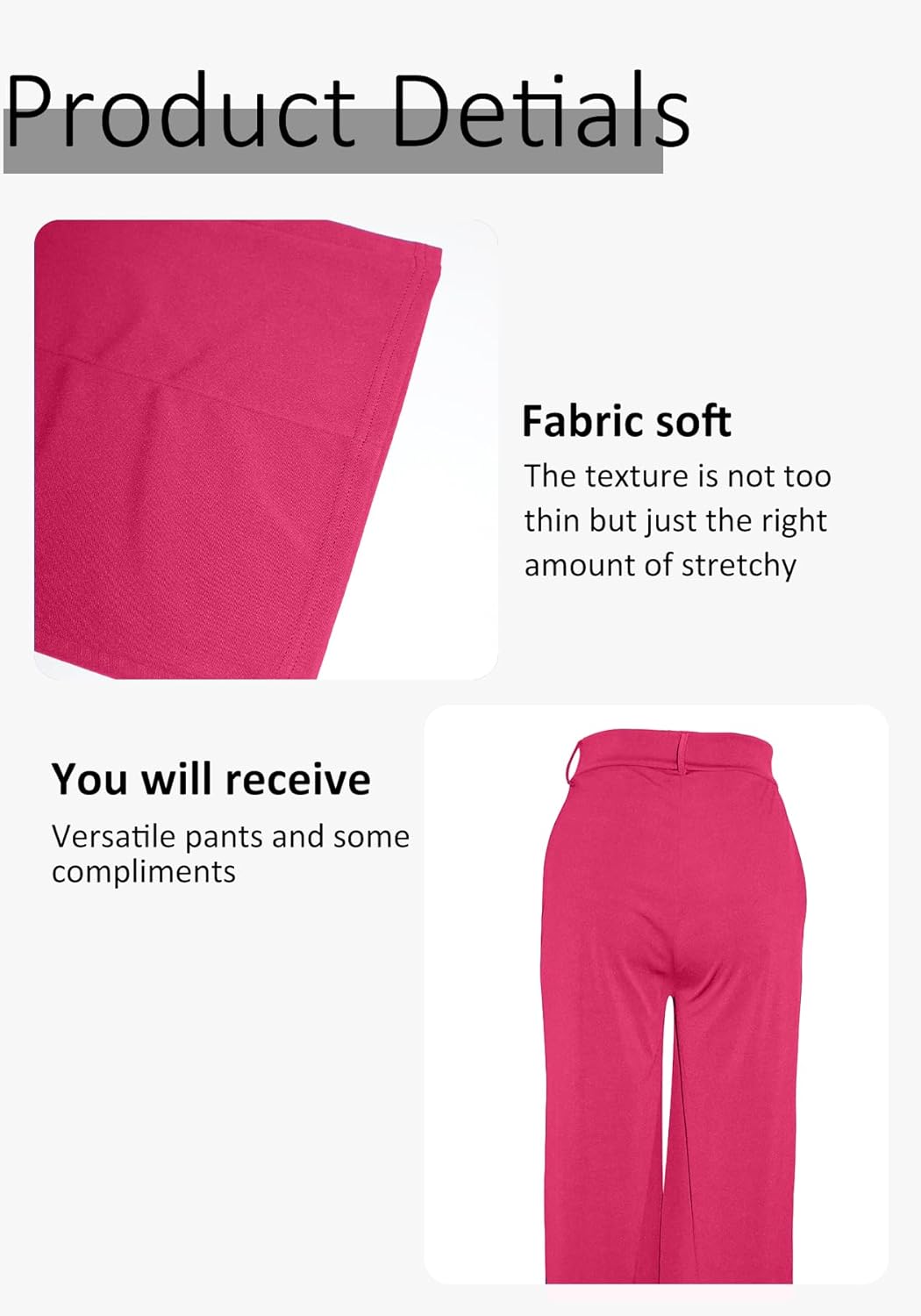 LAJIOJIO Women's Dress Pants High Waisted Wide Leg Pants Straight Leg Stretchy Work Teacher Pants - Image 6