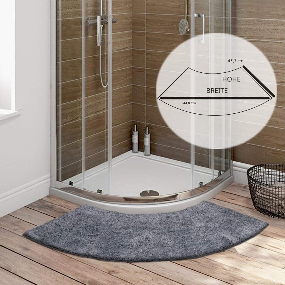 Seavish Cozy Shag Badezimmerteppich, rutschfeste Mikrofaser, weich, saugfähig, Meeresblau Curved 45x143cm grau