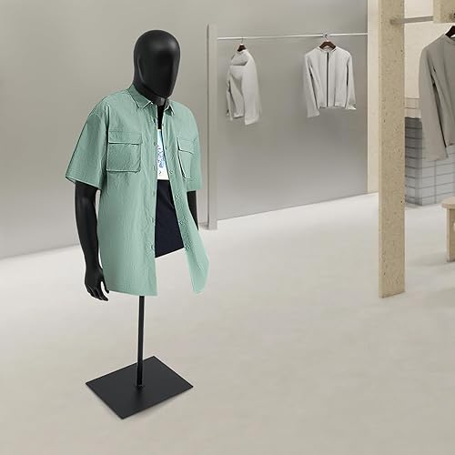 Miniatura 5 de Vestido masculino con forma de maniquí de medio cuerpo, 51-79 pulgadas de altura ajustable con soporte, brazos desmontables de costura modelo