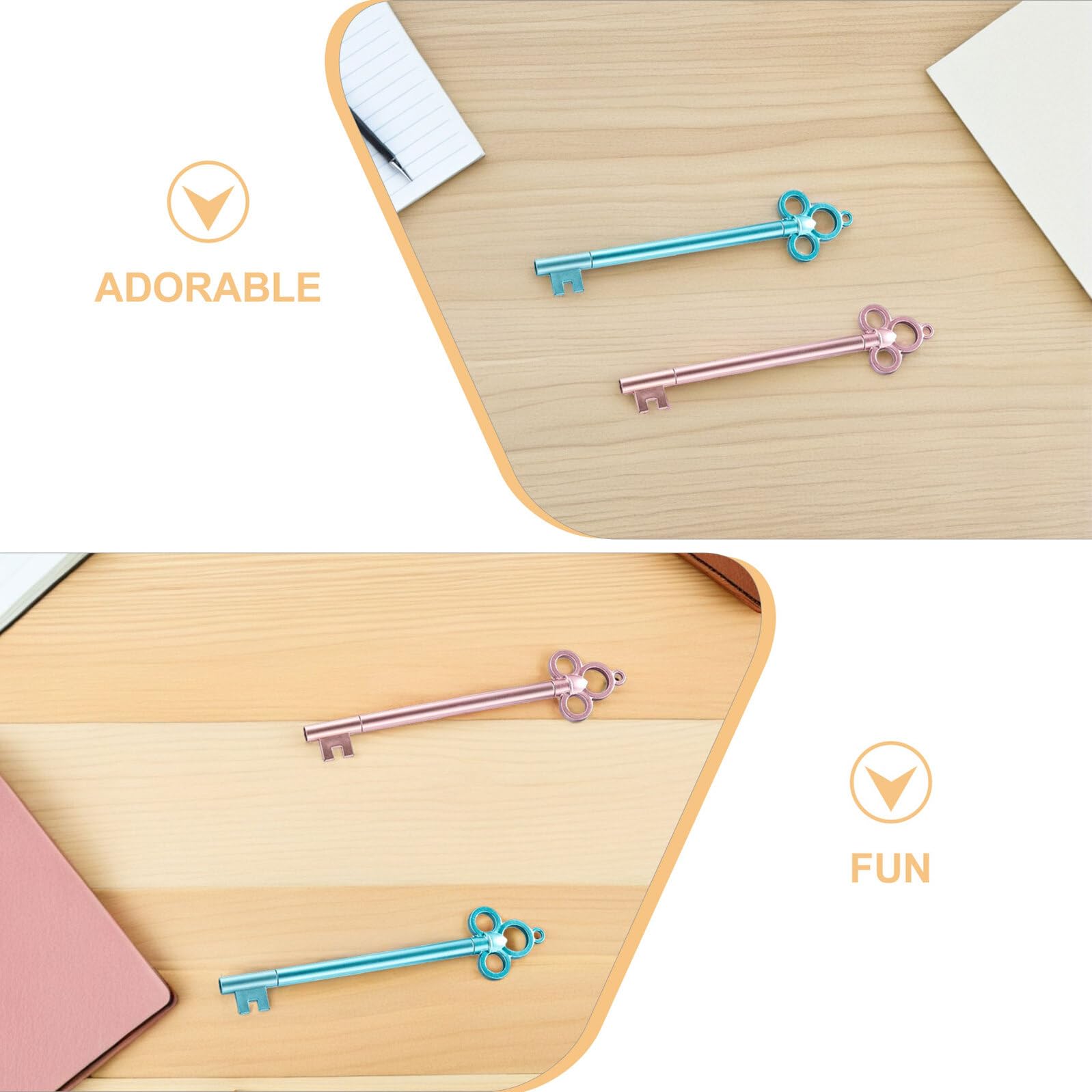 40 Pezzi Set da 40 Penne Gel a Sfera 0,5 MM a Forma di Chiave Blu e Rosa, Penne Decorative Retrò per Scrittura Scorrevole, Cancelleria Creativa per Scuola e Ufficio, Regalo per
