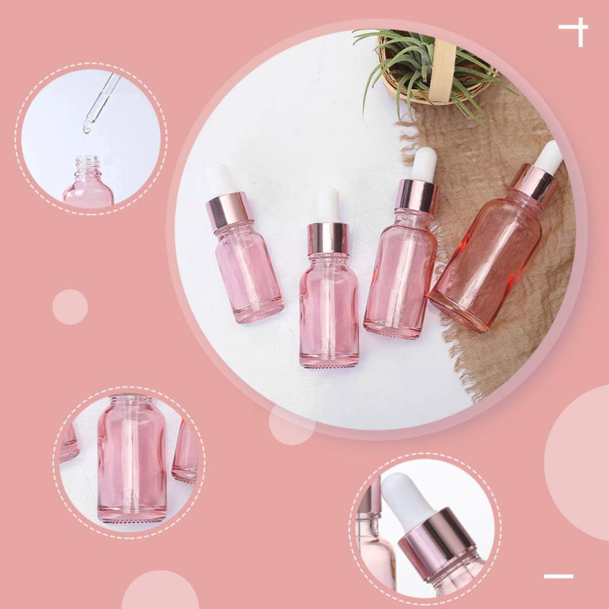 HOMSFOU 30 Pezzi Flaconi Contagocce 30ml in Vetro Rosa