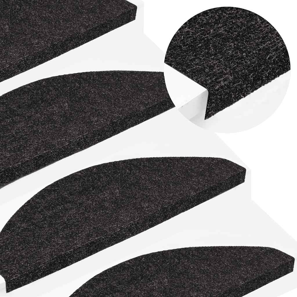 Alfombrillas autoadhesivas de fieltro punzonado, 10 unidades, antracita, 65 x 22,5 x 3,5 cm, antideslizantes, para escaleras, pasillos, salones, entradas, etc