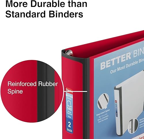 Miniatura 5 de Staples Better Binder, 2 pulgadas, color rojo