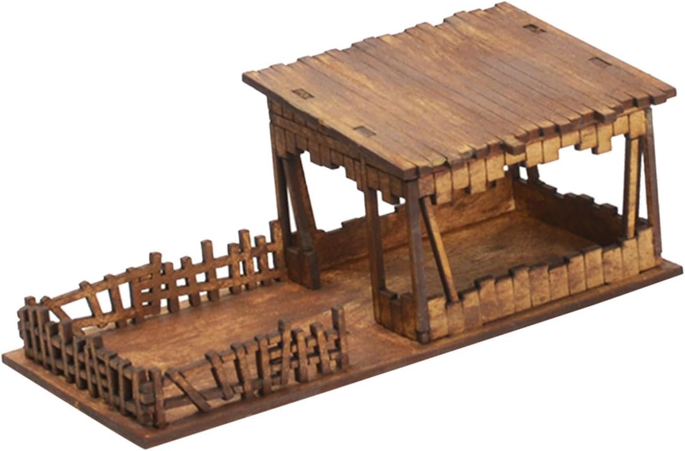 Miniature Wooden Puzzle Model Architecture Kit Dollhouse Model Unfinished Craft Layout Suitable for Scenery Layout Sand Table, H