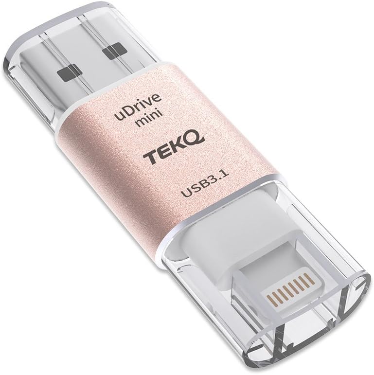 MFi Certified Apple Micro SD Card Reader Flash Drive for Lightning iPhone iPad iPod USB 3.0 Mac Windows PC (0/32/64/128GB) (0G, Gold)