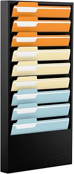POCHAR Wall File Organizer - Steel Hanging Magazine Holder for Office