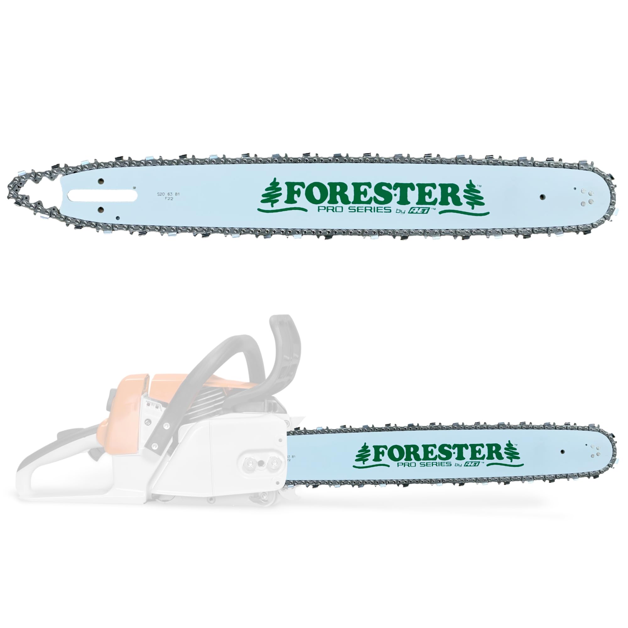 FORESTER Combo de barra de motosierra de repuesto de 14 pulgadas y cadena – paso de 1/4 pulgadas, calibre 043 – Kit de piezas de repuesto para sierras Stihl que funcionan con pilas
