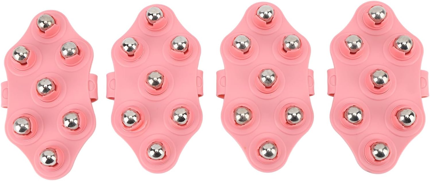 Tbest Massage Gloves Seven Balls Massager, 4pcs Palm Shaped Manual Glove Massager with 7 Magnetic Roller Balls for Body Massage