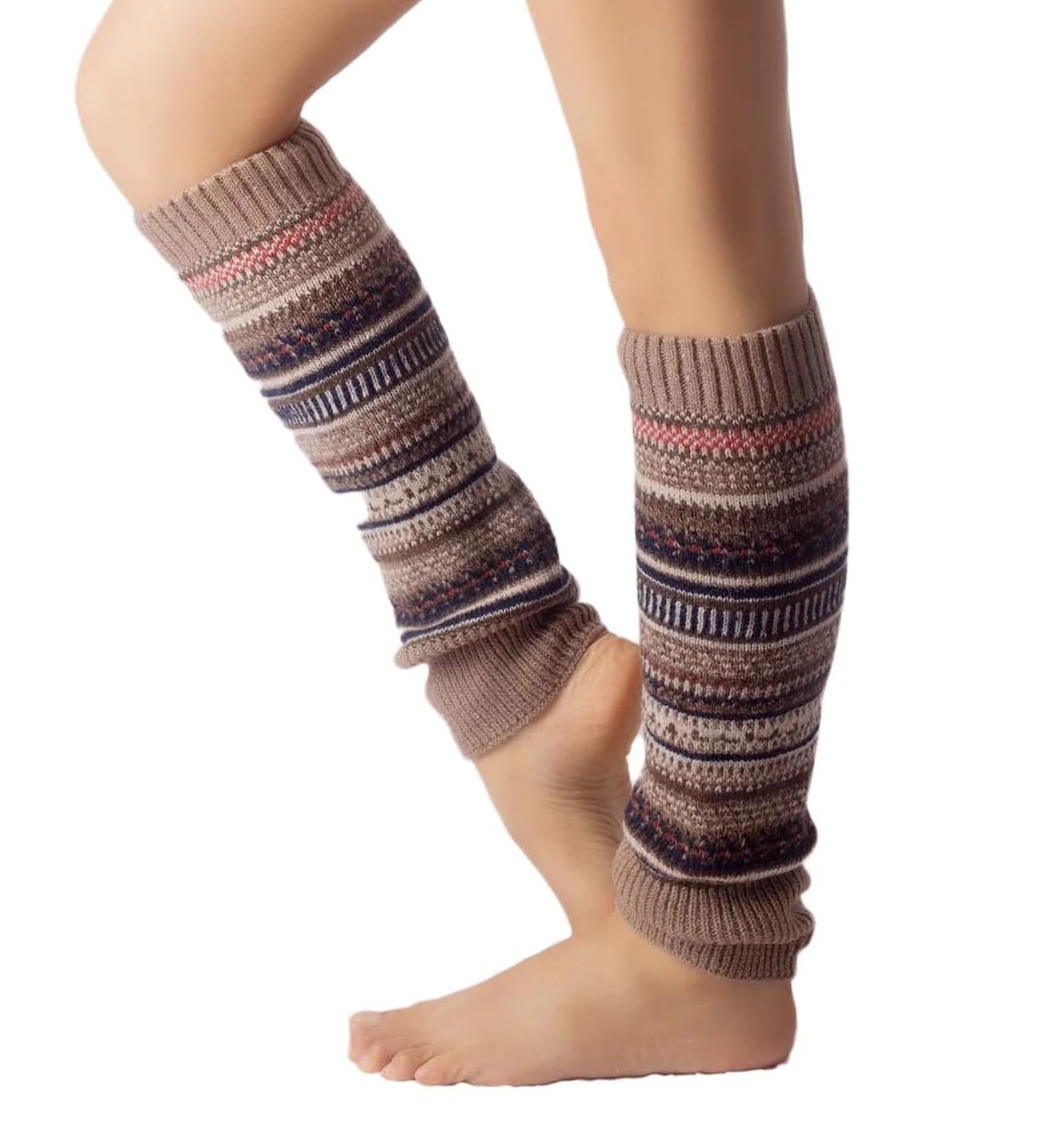 alexvyan Multicolor Stripe Long Warm Woolen Thigh High Knee High Leg Warmer Winter Fashion Knitted Warm Boot Thigh High Socks Boot Cuffs for Women Girls-picture-56