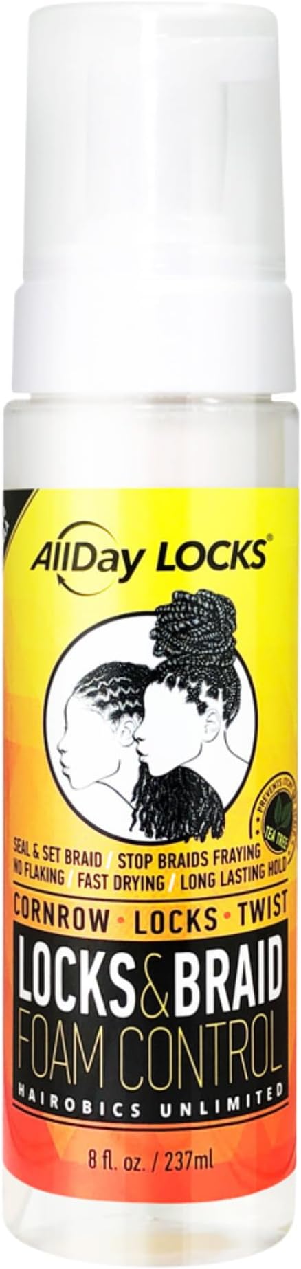 AllDay Locks Braid Foam - Long Lasting Mousse for Style & Shine, Braiding Foam for Women and Men, Sets & Seals for Easy Styling, Textured Haircare & Styling Protection - 8 oz Bottle