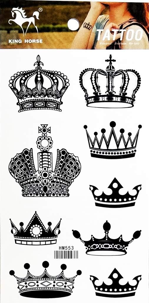 PP TATTOO 1 Sheet Crown Imperial King Queen Temporary Tattoos Sticker for Women Men Body Art Sexy Fake Stickers Removable : Beauty & Personal Care