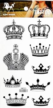 1 Sheet Crown Imperial King Queen Temporary Tattoos Sticker for Women Men Body Art Sexy Fake Stickers Removable