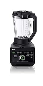 Braun TriForce Power Blender - Powerful 1600 Watt Countertop Blender with 10 Manual Speeds, 3 Texture & 6 Food Settings, Stainless Steel Blades, Auto-Clean, Heated Blending Function for Soups