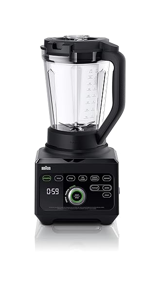 Braun TriForce Power Blender - Powerful 1600 Watt Countertop Blender with 10 Manual Speeds, 3 Texture & 6 Food Settings, Stainless Steel Blades, Auto-Clean, Heated Blending Function for Soups