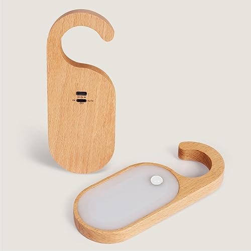Miniatura 7 de Pomo de la puerta del dormitorio  Tablero de sensor de movimiento de mensaje de madera, perilla de puerta portátil, luz nocturna LED  Recargable