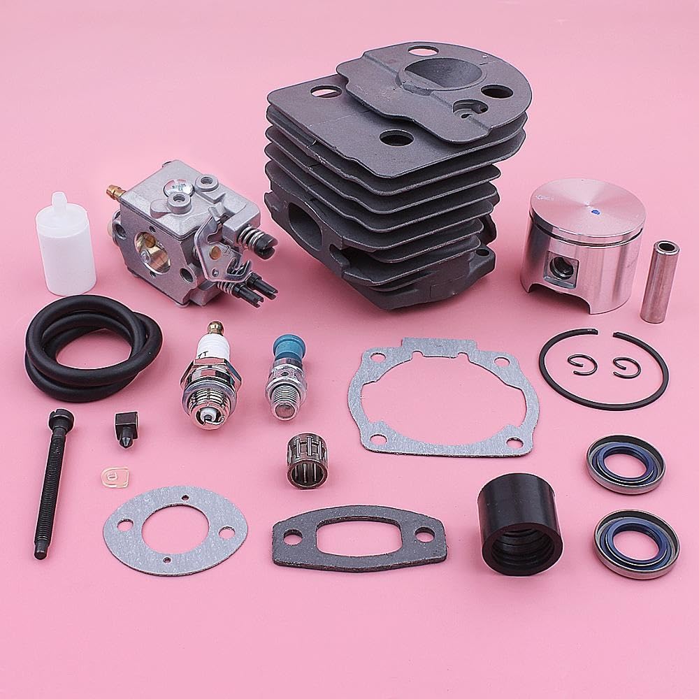 Carburador de pistón de Cilindro, for Husqvarna 55 51, válvula de descompresión, Tubo de Entrada, Sello de Aceite, Kit de línea de Combustible 503609171 505275719 Pistón de Cilindro de jardín