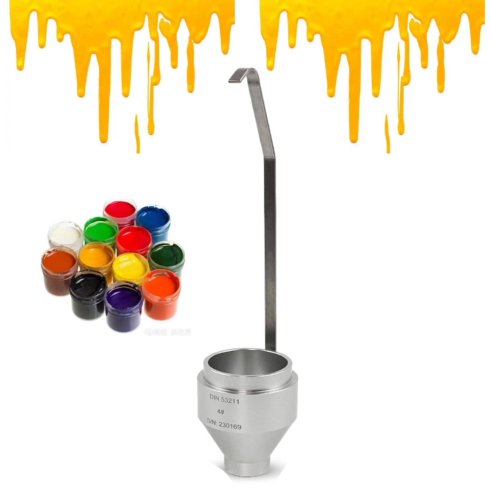 Vaso de viscosidad de inmersión con boquilla de 4 mm, vaso de viscosidad de pintura de acero inoxidable de 100 ml para pintura, aceite, tinte, salsa, miel