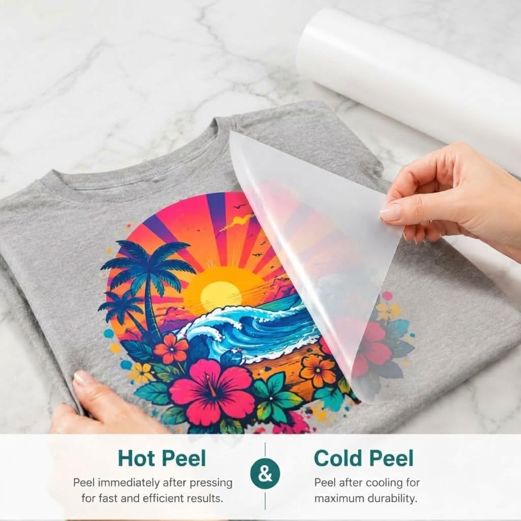 DTF Transfer Film Roll 24 inch x 328 ft, 60cm Double Sided Matte Hot/Cold Peel PET Paper.Anti-Static No Warping for High-Volume Commercial T-shirt Print, Work with Epson I3200 XP600 Printers image 3