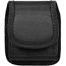 Nylon Cell Phone Holster for Samsung Galaxy Z Flip 7/6/5/4/3/2, Motorola RAZR, RAZR Plus 2022/2023/2024/2025 - Vertical Case Canvas Waist Carrying Pouch with Hook, Belt Clip/Loops, Black