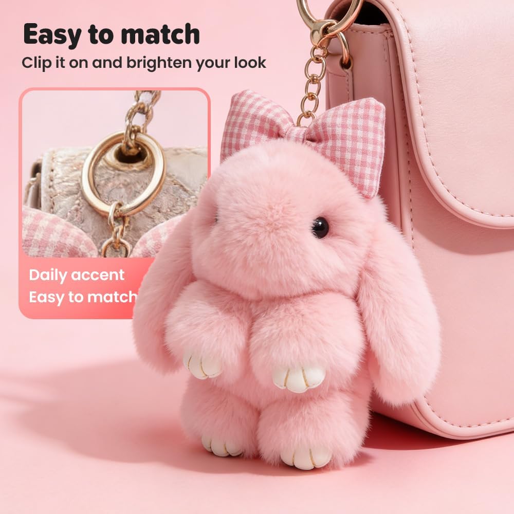 Bunny Keychain With Tin Box, Lulu Keychain Charm Bao Rabbit Pompom For Bags, Easter Girls Women Gift — view 4