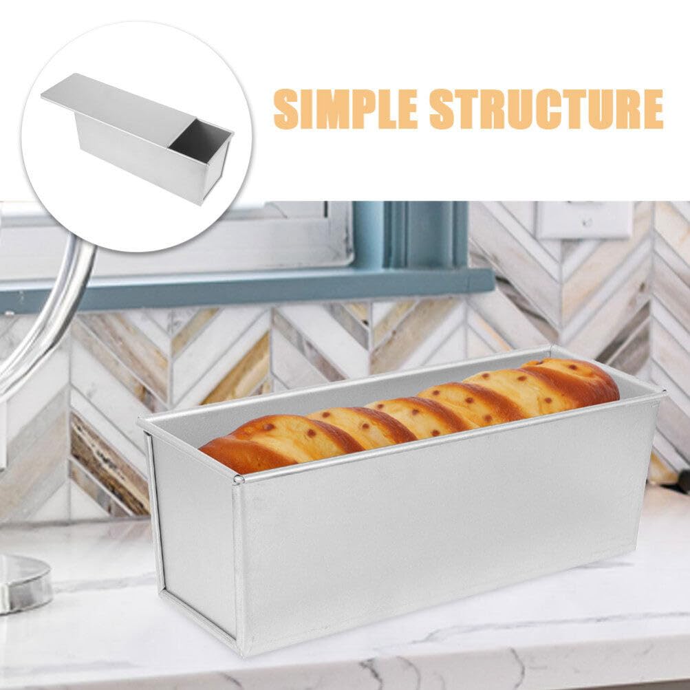 Amosfun Molde para Pan con Tapa Molde Antiadherente para Pan Tostado Molde para Pan con Cubierta Deslizante Molde para Hornear Pan de Aluminio de Calidad Comercial