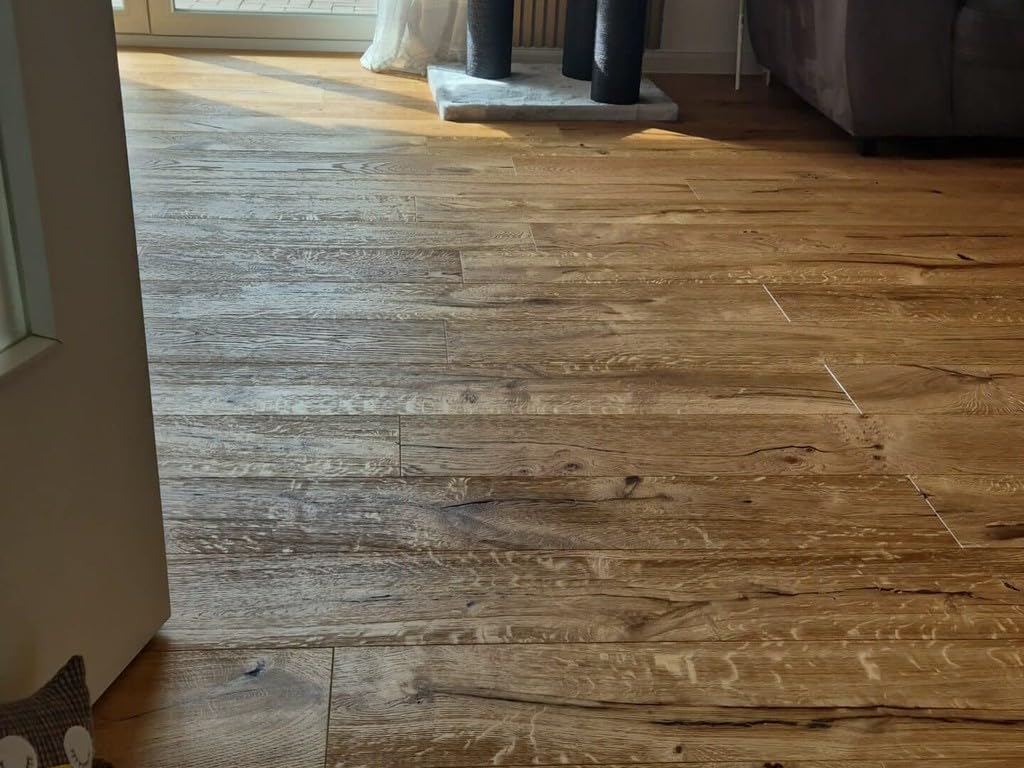 Timefloor Braun 15 mm Parkett Eiche Gran Torino Super Rustikal Landhausdiele, Klick Verbindung Uniclic, Naturgeölt Ausgebürstet, 18,9 cm Breite 190 cm Länge, Für Fussbodenheizung | 1 Stk. ca. 2,87 ...