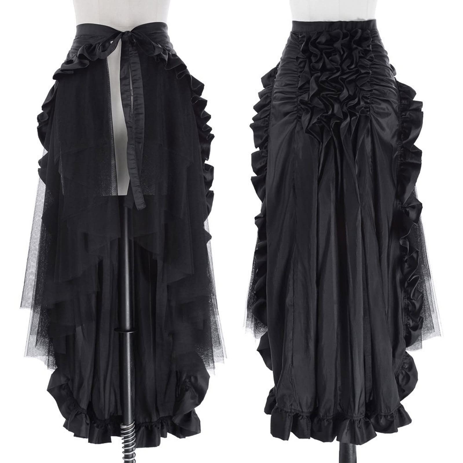Gonna in pizzo asimmetrica nera vittoriana gotica da donna gotica steampunk gonna medievale maxi gonna vintage punk gonna lunga rinascimentale per cosplay costume da festa