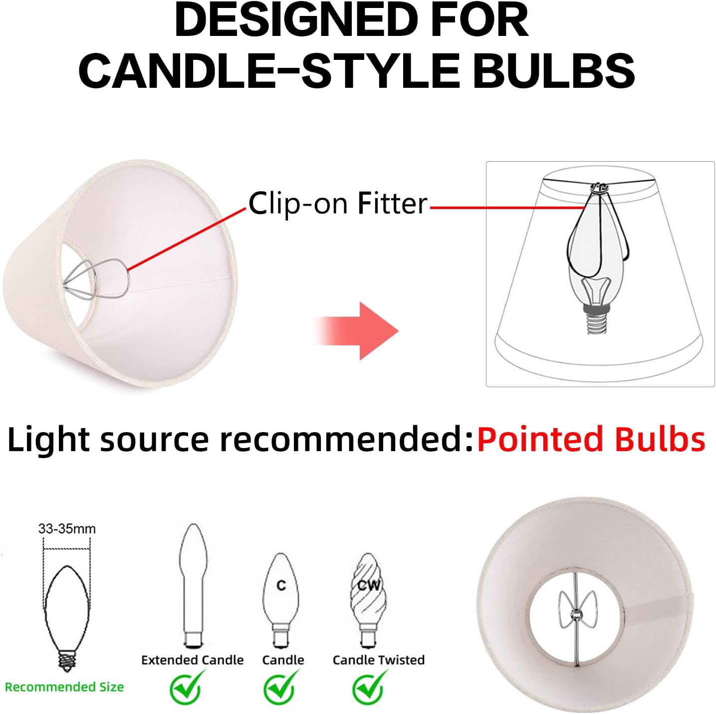 YISUN Chandelier Lamp Shades Set of 6, Small Lamp Shades 3" X 6" X 5" Barrel Lampshades, Clip-on Linen Lamp Shade, Fit for Droplight Wall Lamp Candle Chandelier