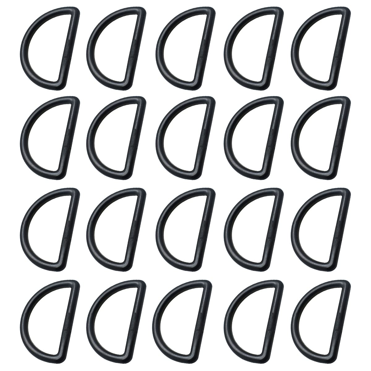 ECYC 100 Pcs Plastic D Rings for 1/2" Webbing, Black Craft D Ring Buckles for Belts Bags Purse DIY Crafts