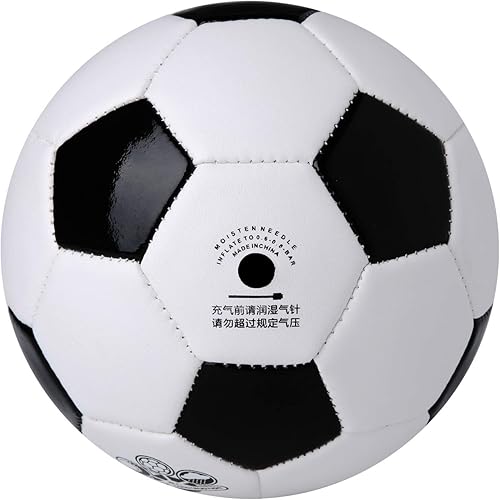 Miniatura 2 de Pelota de fútbol de entrenamiento de 6 pulgadas, tamaño pequeño, pelota de juguete deportiva suave para niños pequeños, regalo para niños (negro y