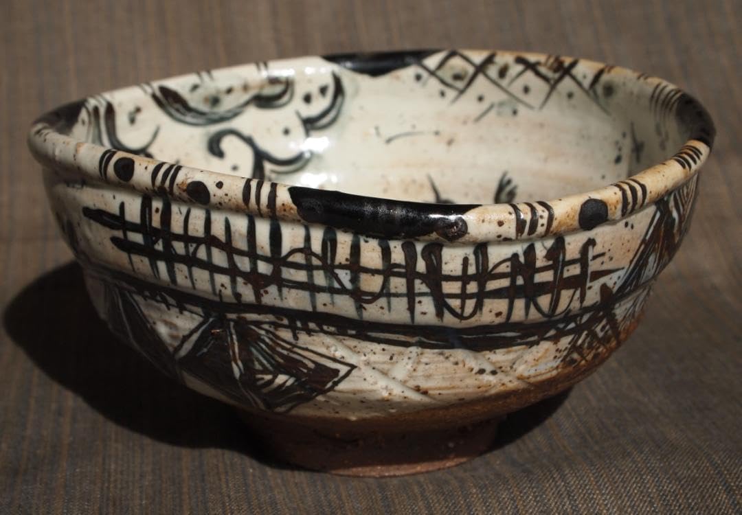 池田省吾粉引織部茶碗共箱・布・栞